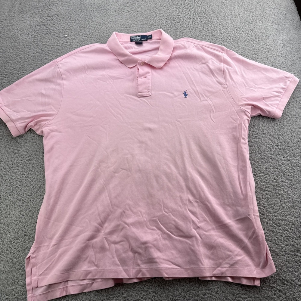 Ralph Lauren Polo Shirt Mens 2XL XXL Pima Cotton S/S Pink Golf Preppy Vintage